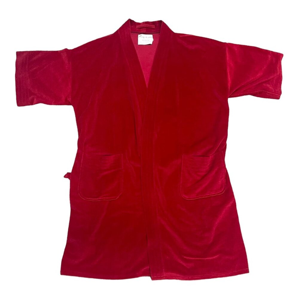 Vintage Roytex Solid Red Short Velvet Sophisticated Smoking Robe Men L XL OSFA